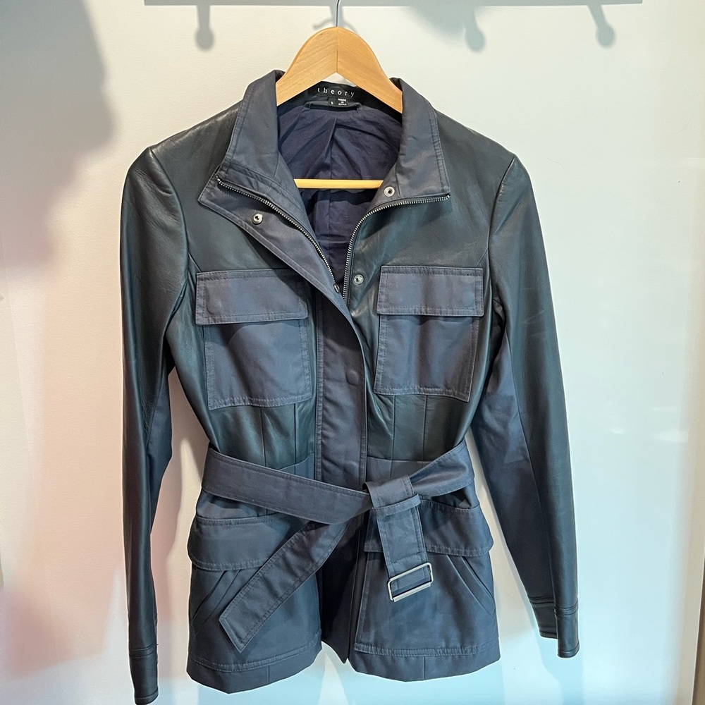 Theory Leather & Canvas Safari Jacket “Macaire L.”